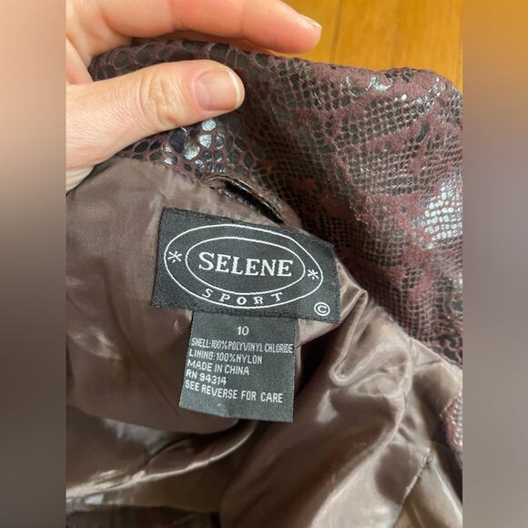 Y2K Vintage Faux Croc Skin Chocolate Brown Two Piece Pant Set - Picture 7 of 13